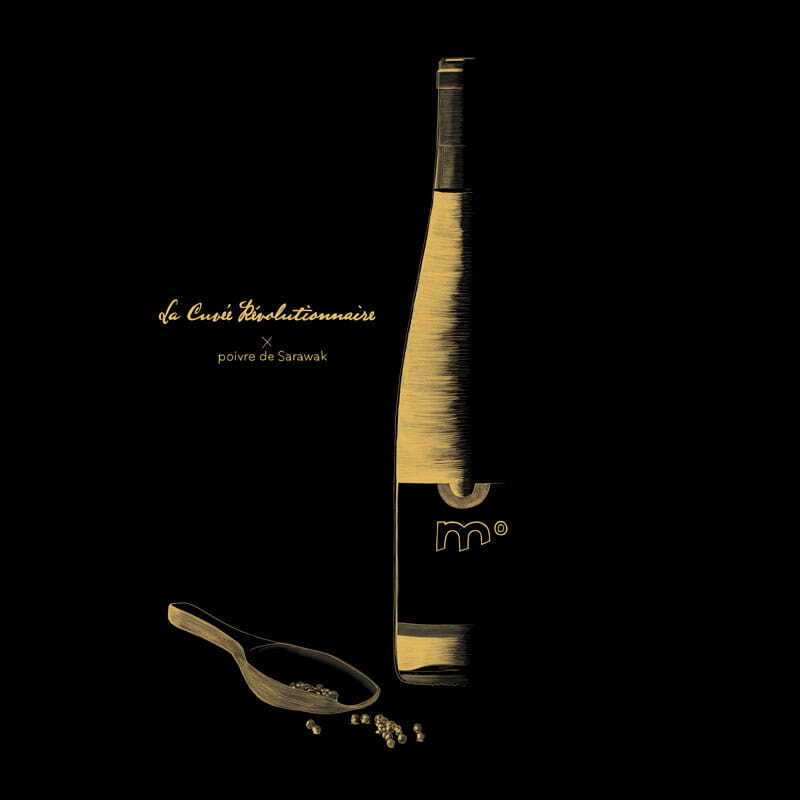 Dessin culinaire sur un coffret cadeau pour les vins sans alcool Moderato