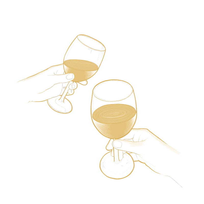 Dessin culinaire réaliste sur un coffret cadeau pour la marque de vins sans alcool Moderato