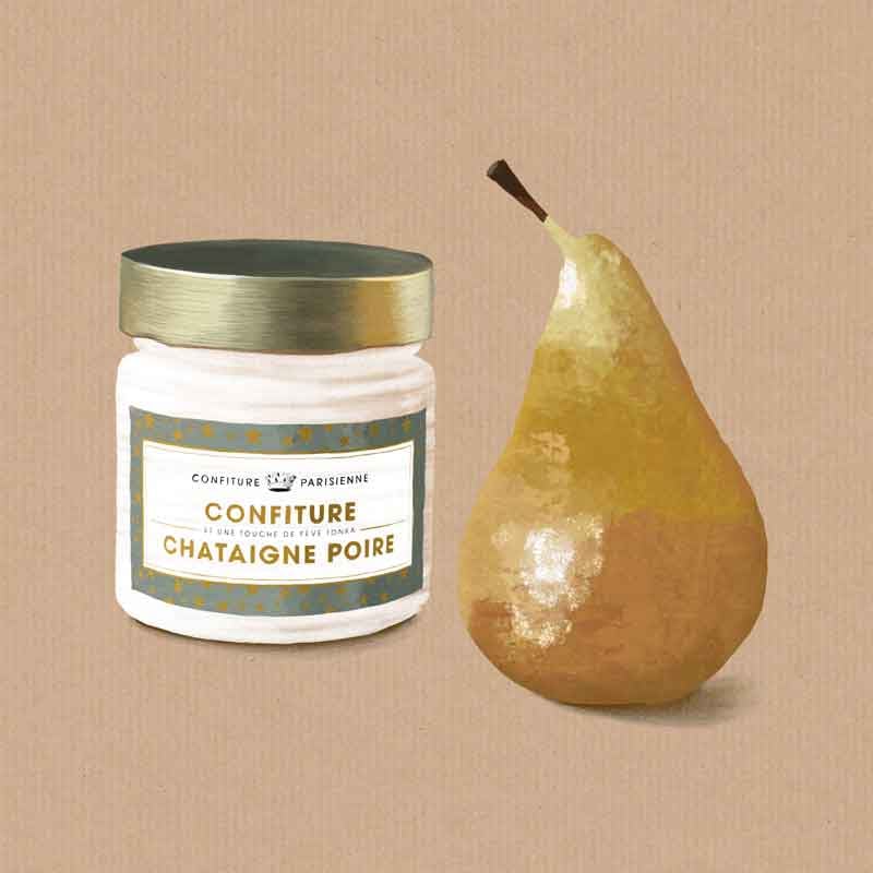 Dessin culinaire : confiture de poire, style au crayon réaliste